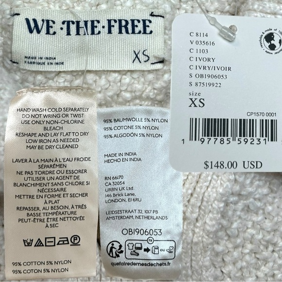 Free People, NWT We The Free ‘Molli’ Knit Sweater Shirt, Buttons, Ivory X-Small - Picture 9 of 16